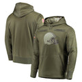 Fenge C.Browns Olive Salute to Service Pullover Hoodies Home Game Blank Player Stitched Jerseys