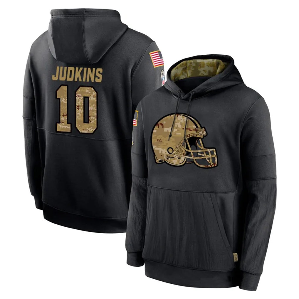 Fenge C.Browns #10 Quinshon Judkins Player Black Salute to Service Pullover Hoodies Limited Stitched Jerseys