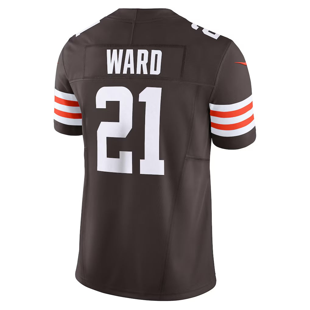 Fenge C.Browns #21 Denzel Ward Brown Vapor F.U.S.E. Limited Stitched Jerseys