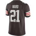 Fenge C.Browns #21 Denzel Ward Brown Vapor Limited Stitched Jerseys