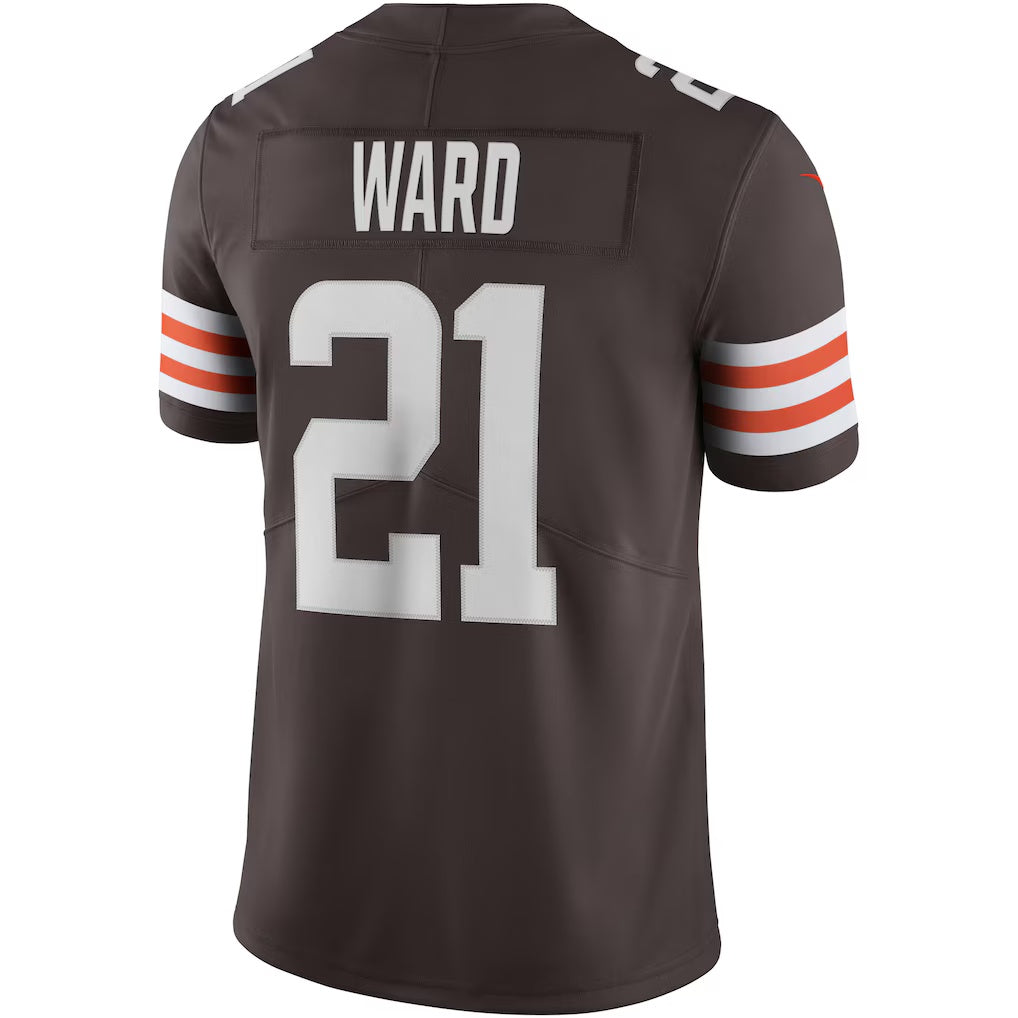 Fenge C.Browns #21 Denzel Ward Brown Vapor Limited Stitched Jerseys