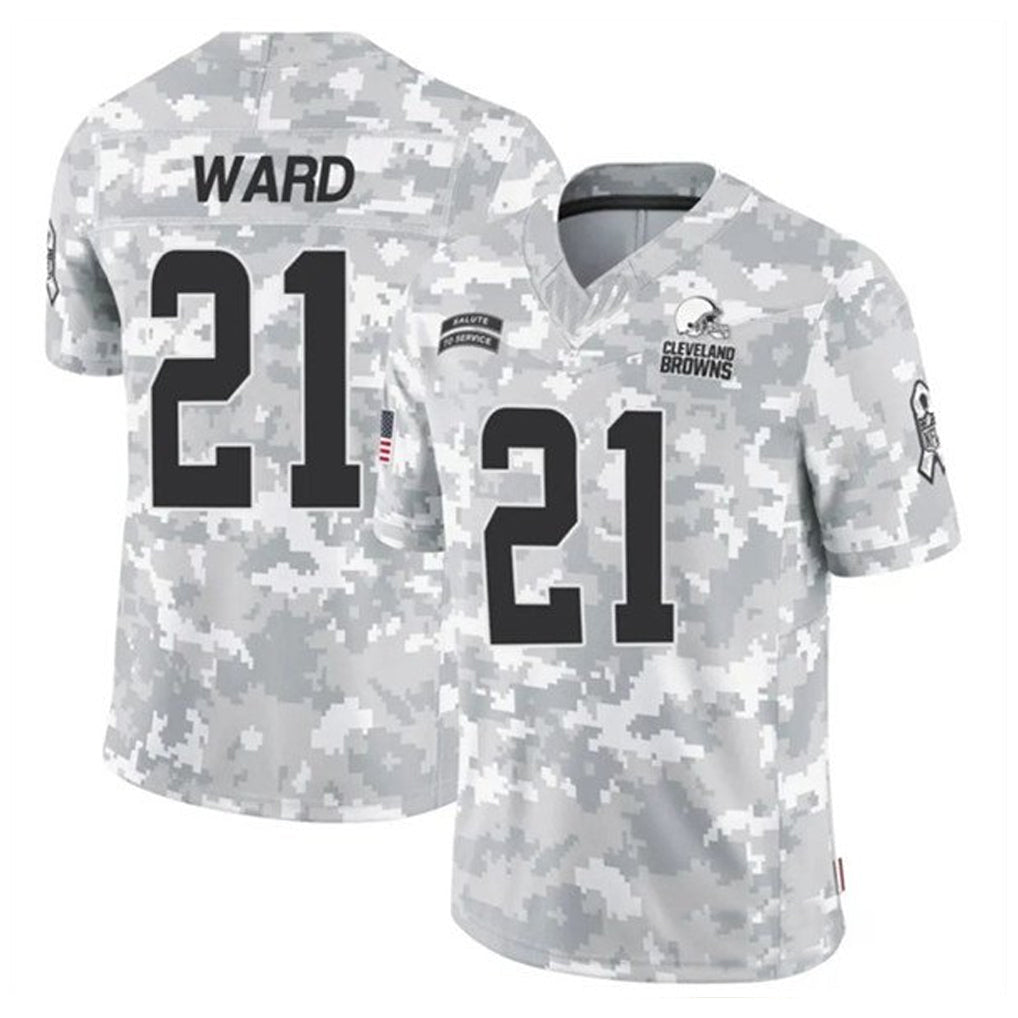 Fenge C.Browns #21 Denzel Ward Player Arctic Camo Salute to Service Limited Football Jerseys