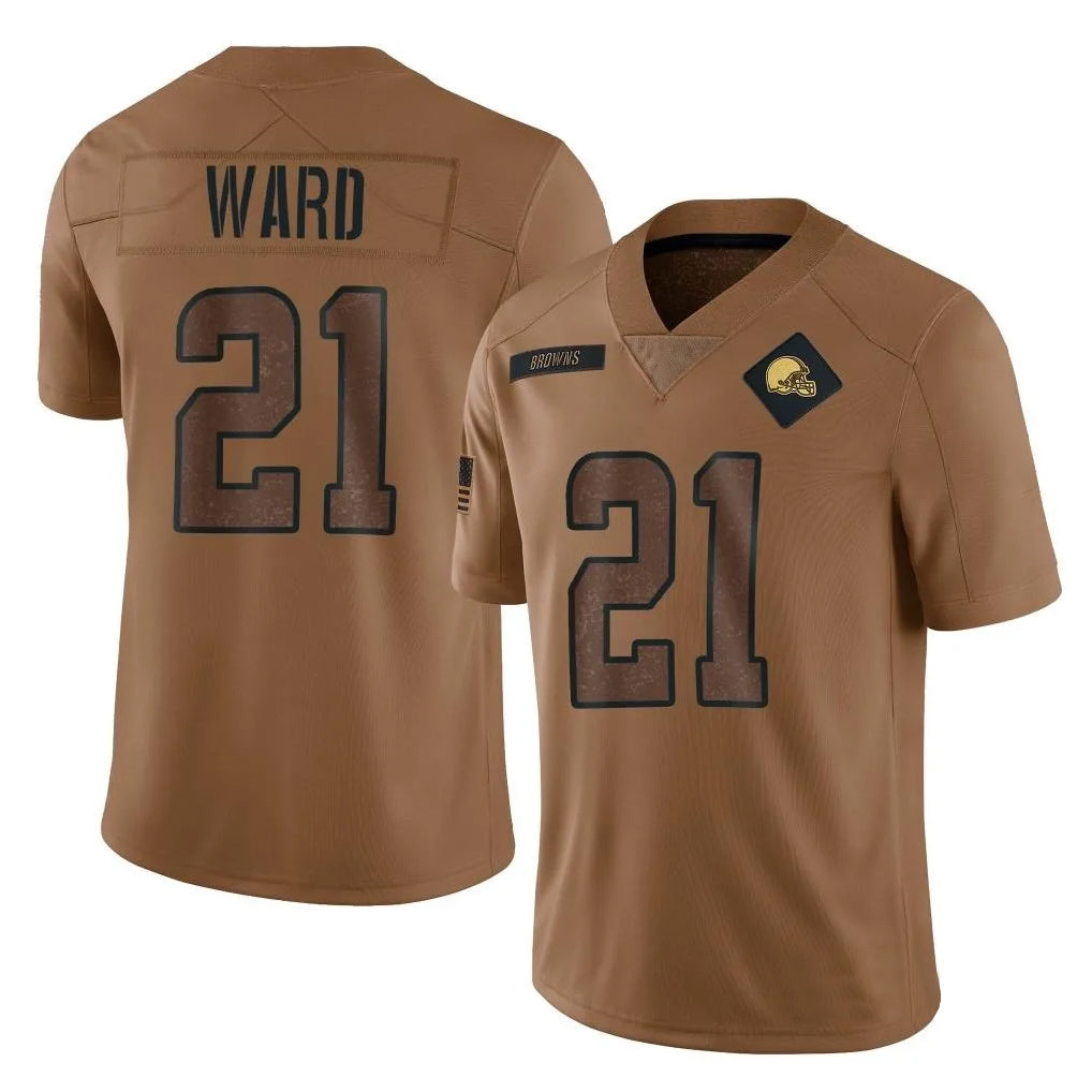Fenge C.Browns #21 Denzel Ward Player Brown Salute To Service Limited Football Jerseys