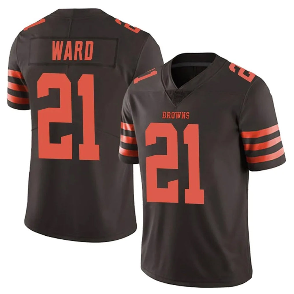 Fenge C.Browns #21 Denzel Ward Player Brown Vapor Limited Color Rush Football Jerseys
