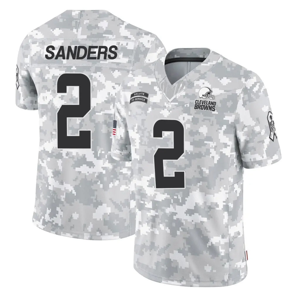 Fenge C.Browns #2 Shedeur Sanders Player Arctic Camo Salute to Service Limited Home Game Stitched Jerseys