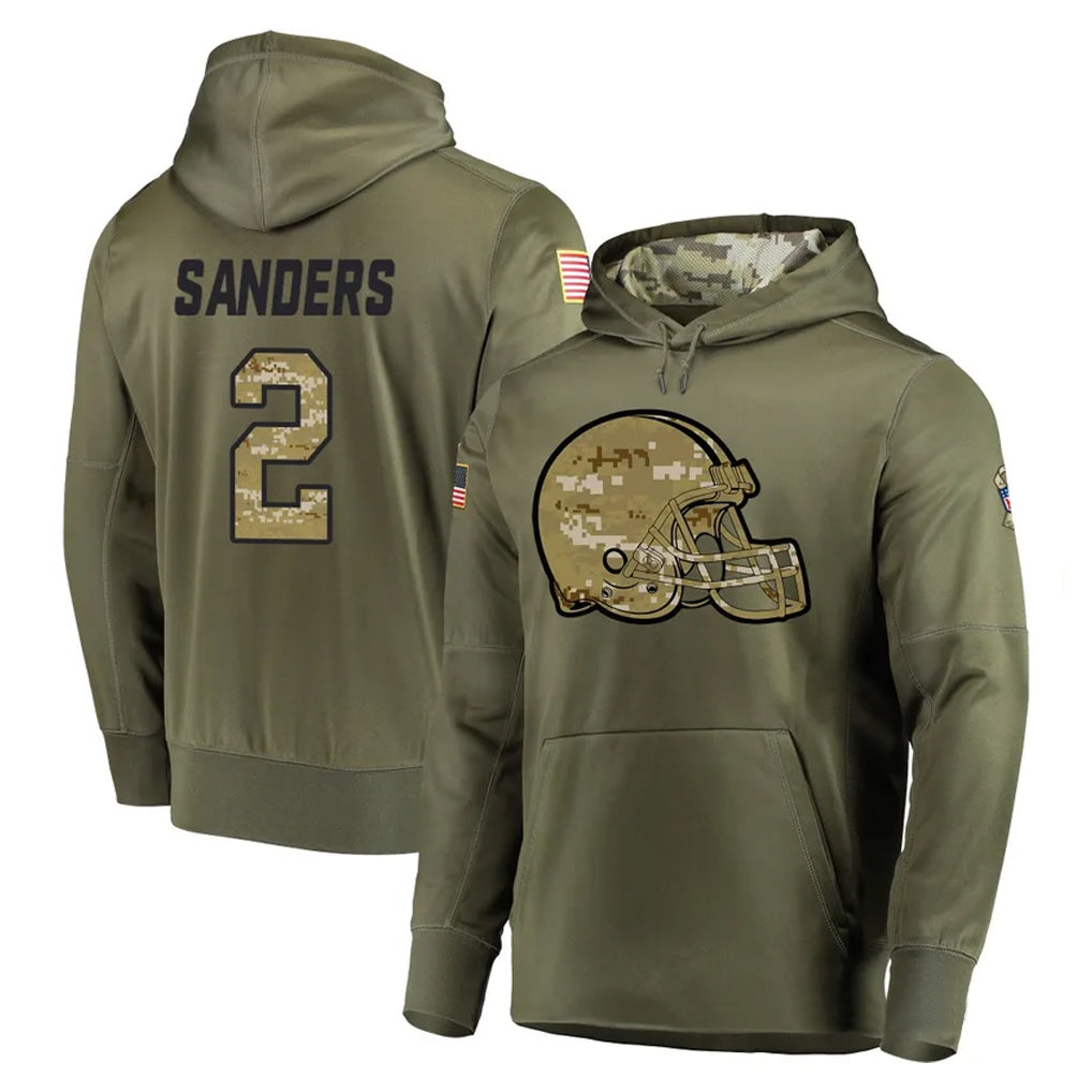 Fenge C.Browns #2 Shedeur Sanders Player Olive Salute to Service Pullover Hoodies Home Game Stitched Jerseys