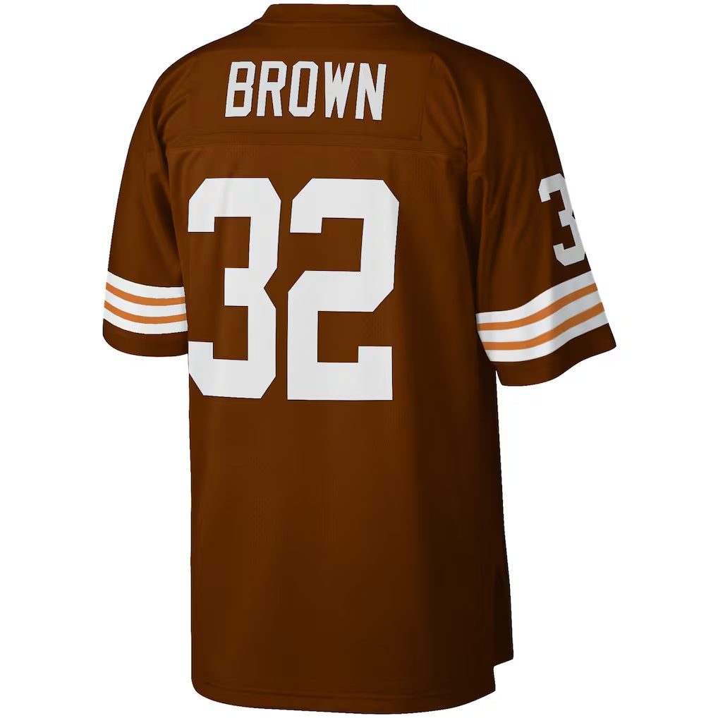 Fenge C.Browns #32 Jim Brown Mitchell & Ness Brown Big & Tall Retired Player Replica Stitched Jerseys