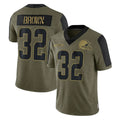 Fenge C.Browns #32 Jim Brown Player Olive Salute to Service Limited Home Game Stitched Jerseys