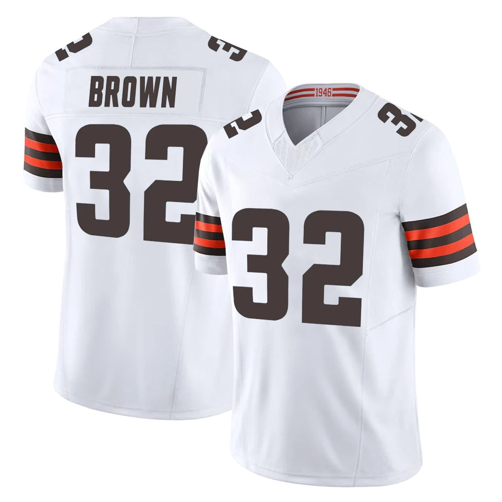 Fenge C.Browns #32 Jim Brown Player White Vapor F.U.S.E. Limited Home Game Stitched Jerseys