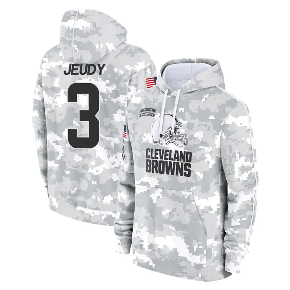 Fenge C.Browns #3 Jerry Jeudy Player Arctic Camo Salute to Service Hoodies Limited Game Stitched Jerseys
