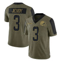 Fenge C.Browns #3 Jerry Jeudy Player Olive Salute to Service Limited Home Game Stitched Jerseys