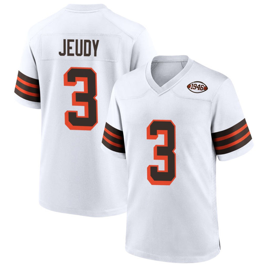 FengeC.Browns #3 Jerry Jeudy Player White Alternate Home Game Stitched Jerseys