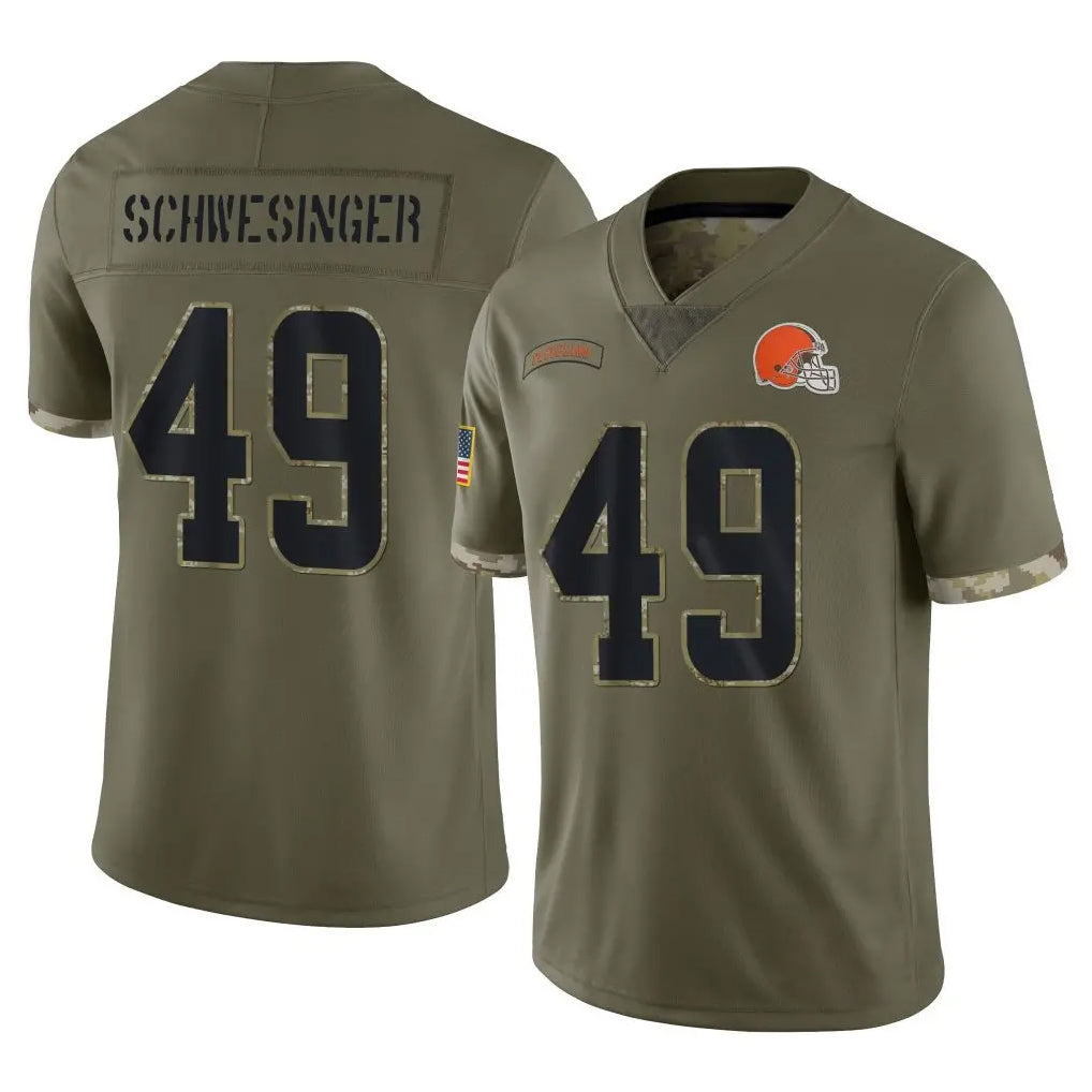 Fenge C.Browns #49 Carson Schwesinger Player Olive Salute to Service Limited Game Stitched Jerseys