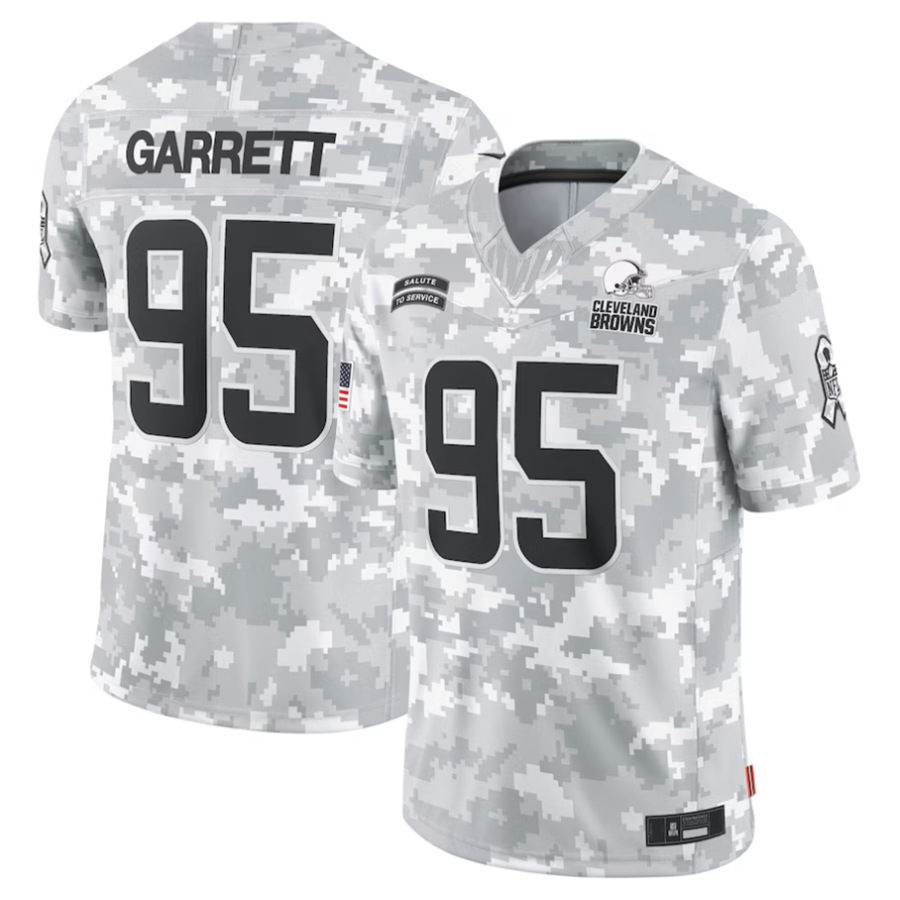 FengeC.Browns #95 Myles Garrett Player Arctic Camo Salute to Service Limited Stitched Jerseys