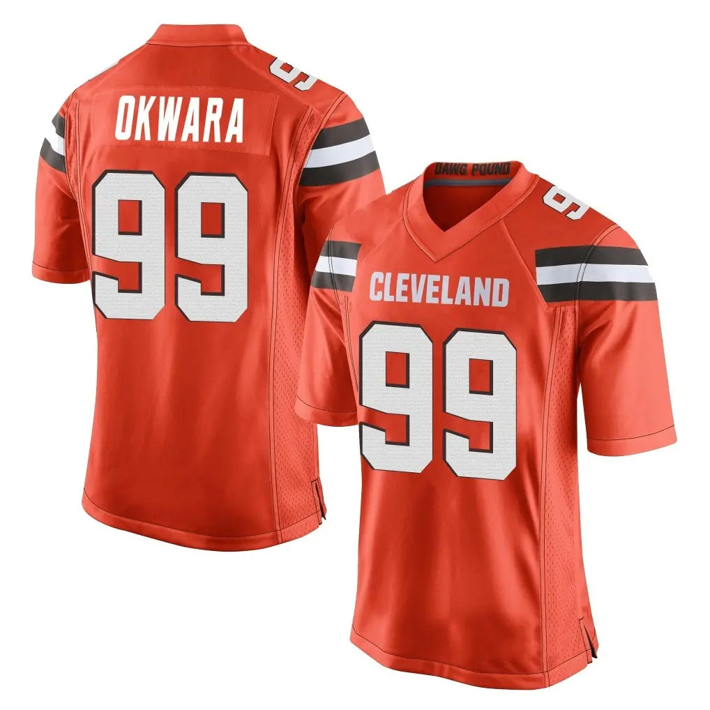 Fenge C.Browns #99 Julian Okwara Player Orange Vapor Limited Home Game Stitched Jerseys