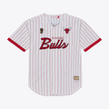 Fenge C.Bulls Mitchell & Ness White Head Coach Pinstripe Mesh Full-Button Baseball Jerseys