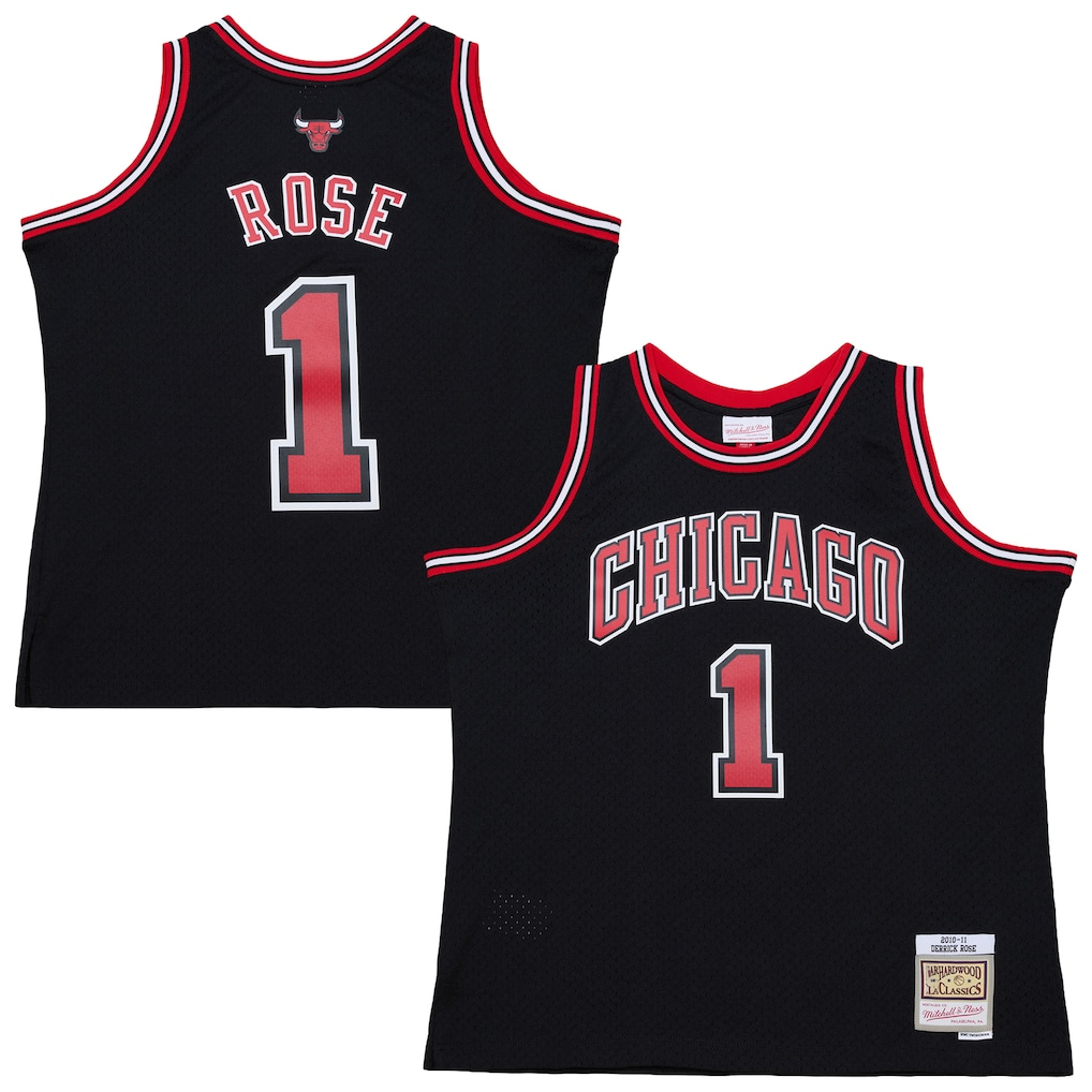 Fenge C.Bulls #1 Derrick Rose Mitchell & Ness Black Big & Tall 2010-11 Swingman Jerseys