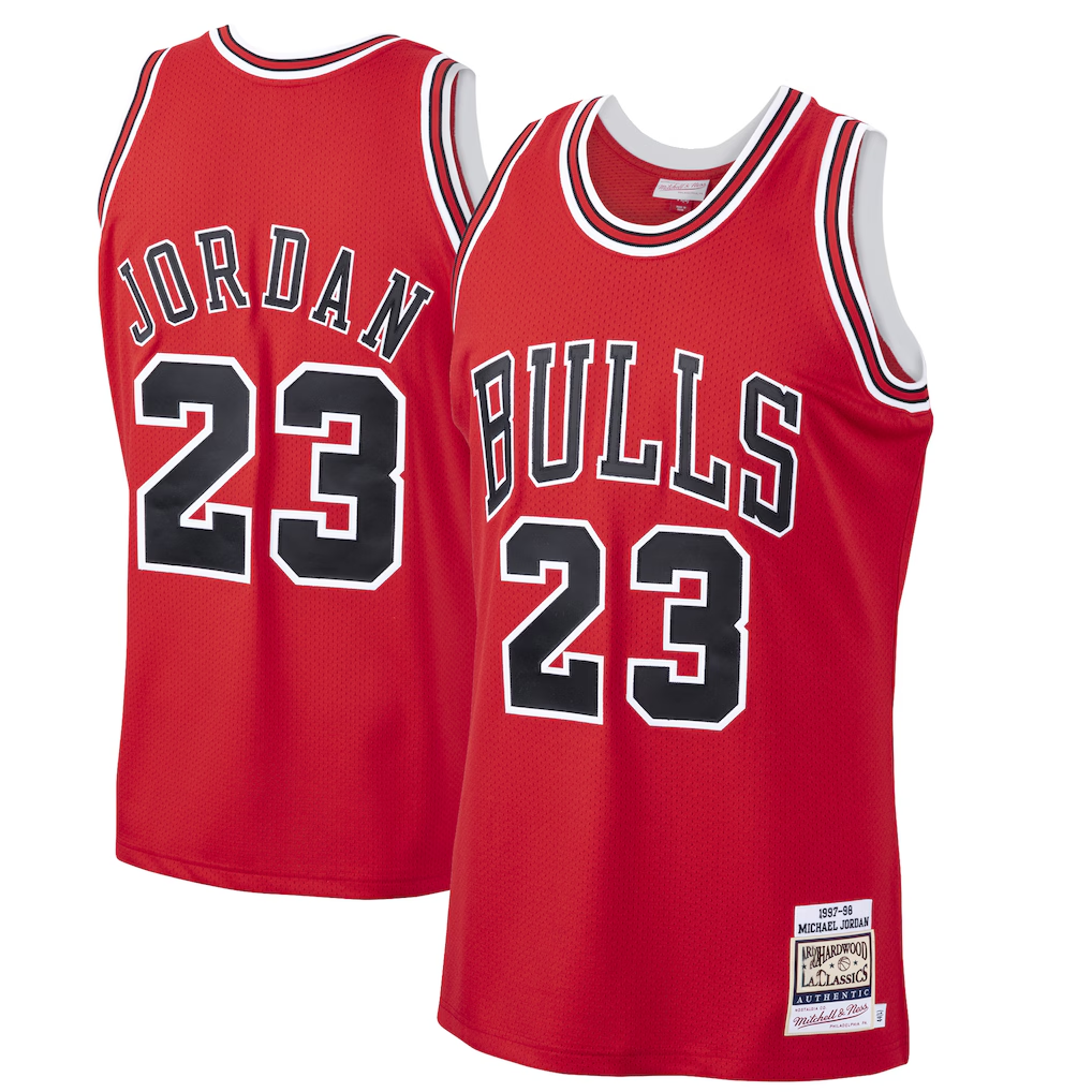 Fenge C.Bulls #23 Michael Jordan Mitchell & Ness Scarlet 1997-98 Hardwood Classics Authentic Jerseys