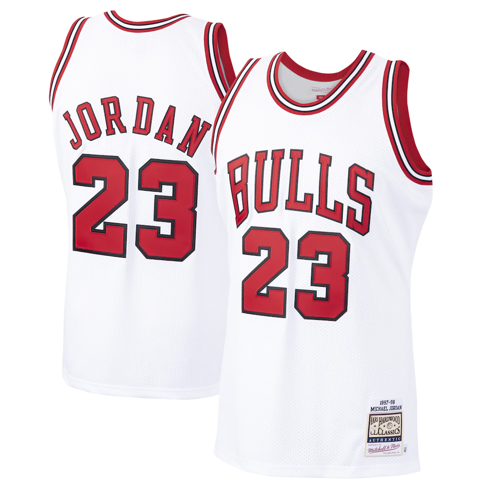 Fenge C.Bulls #23 Michael Jordan Mitchell & Ness White 1997-98 Hardwood Classics Authentic Jerseys
