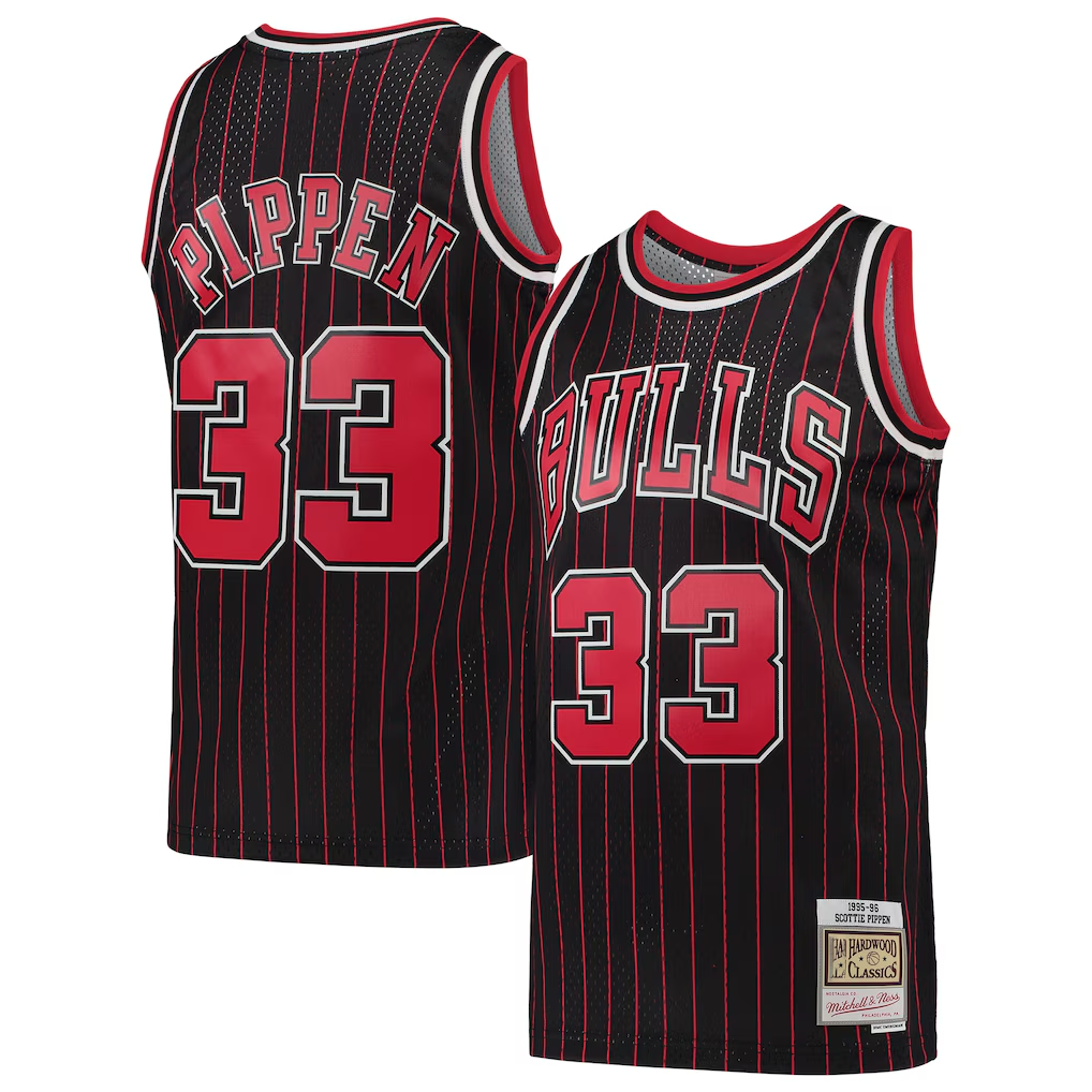 Fenge C.Bulls #33 Scottie Pippen Mitchell & Ness Black Hardwood Classics Swingman Jerseys