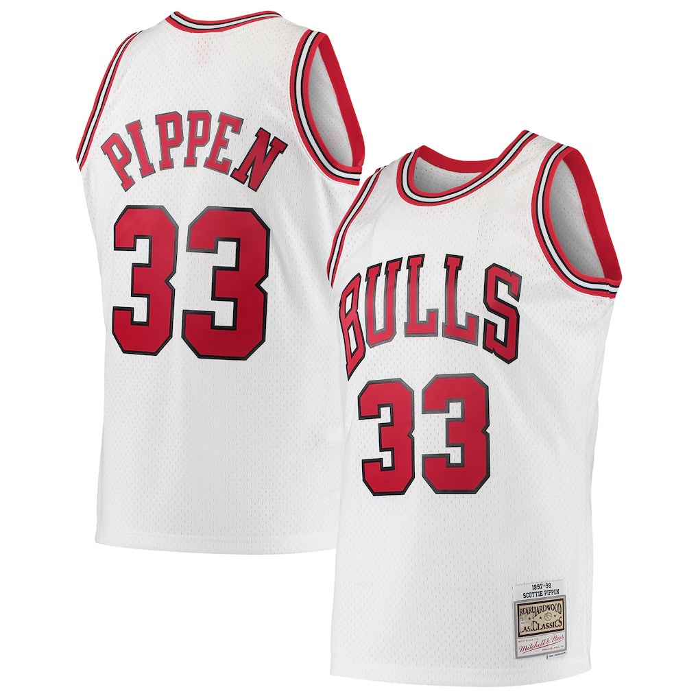 Fenge C.Bulls #33 Scottie Pippen Mitchell & Ness White Hardwood Classics Swingman Jerseys