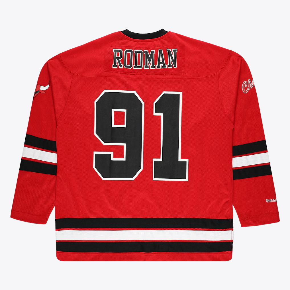 Fenge C.Bulls #91 Dennis Rodman Mitchell & Ness Red Big & Tall  Hockey Jerseys
