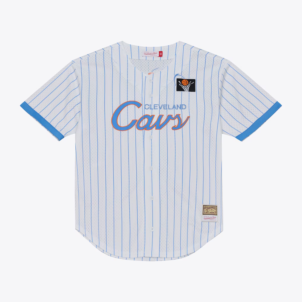 Fenge C.Cavaliers Mitchell & Ness White Head Coach Pinstripe Mesh Full-Button Baseball Jerseys