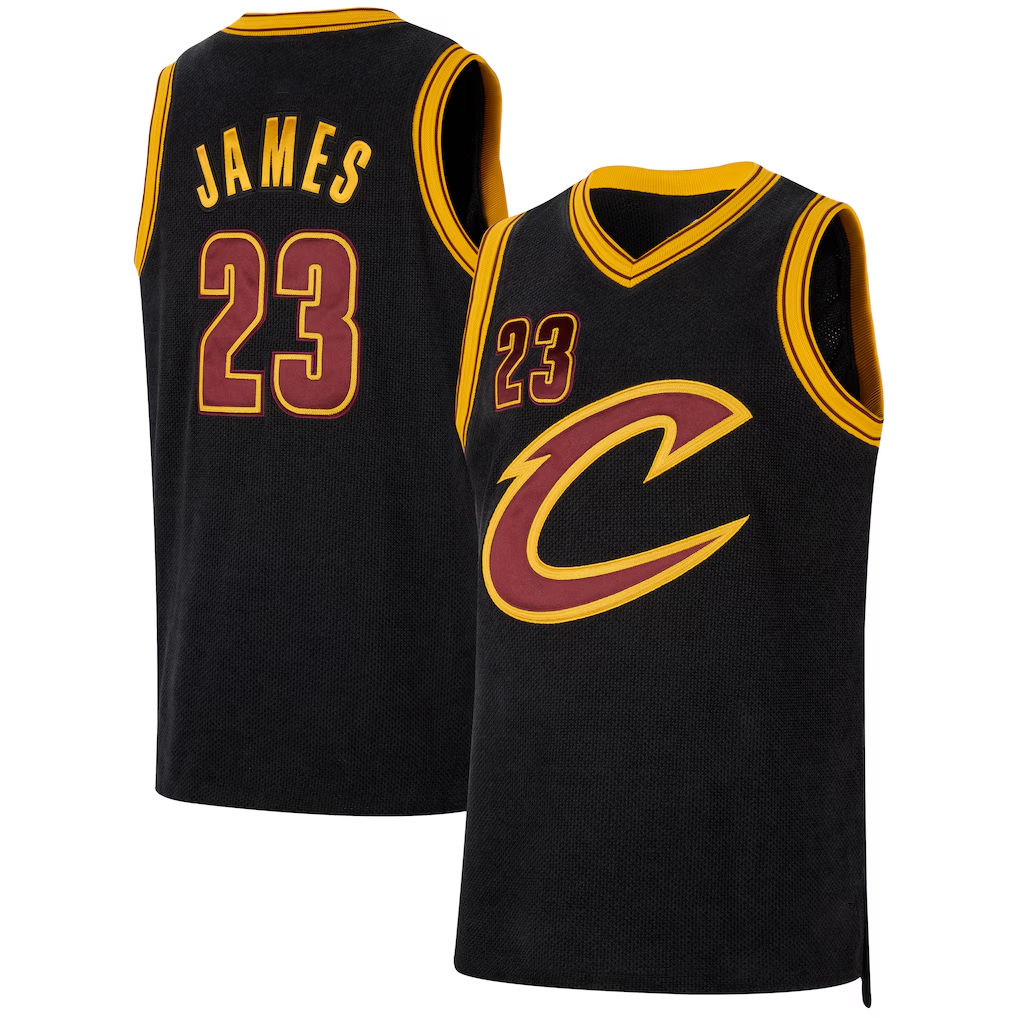 Fenge C.Cavaliers #23 LeBron James Black Forever King Authentic Jerseys