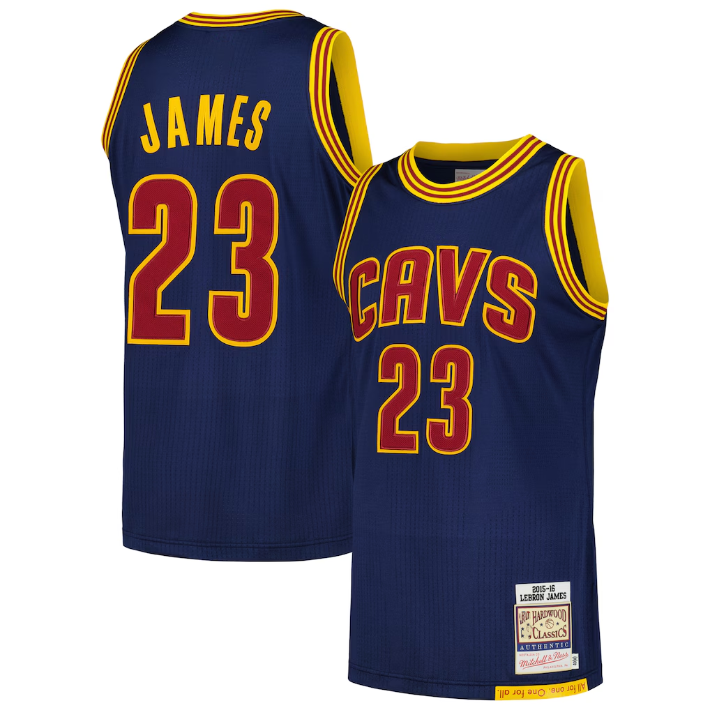 Fenge C.Cavaliers #23 LeBron James Mitchell & Ness Navy 201516 Hardwood Classics Authentic Jerseys