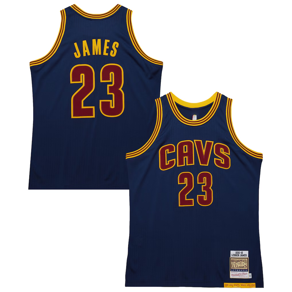 Fenge C.Cavaliers #23 LeBron James Mitchell & Ness Navy Big & Tall 201516 Swingman Jerseys