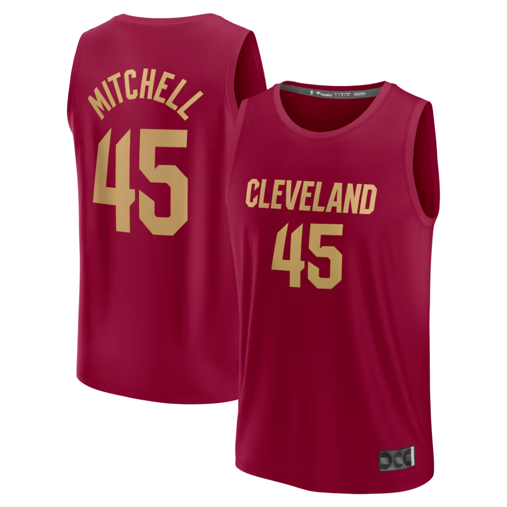 Fenge C.Cavaliers #45 Donovan Mitchell Wine Fast Break Replica Jerseys - Icon Edition