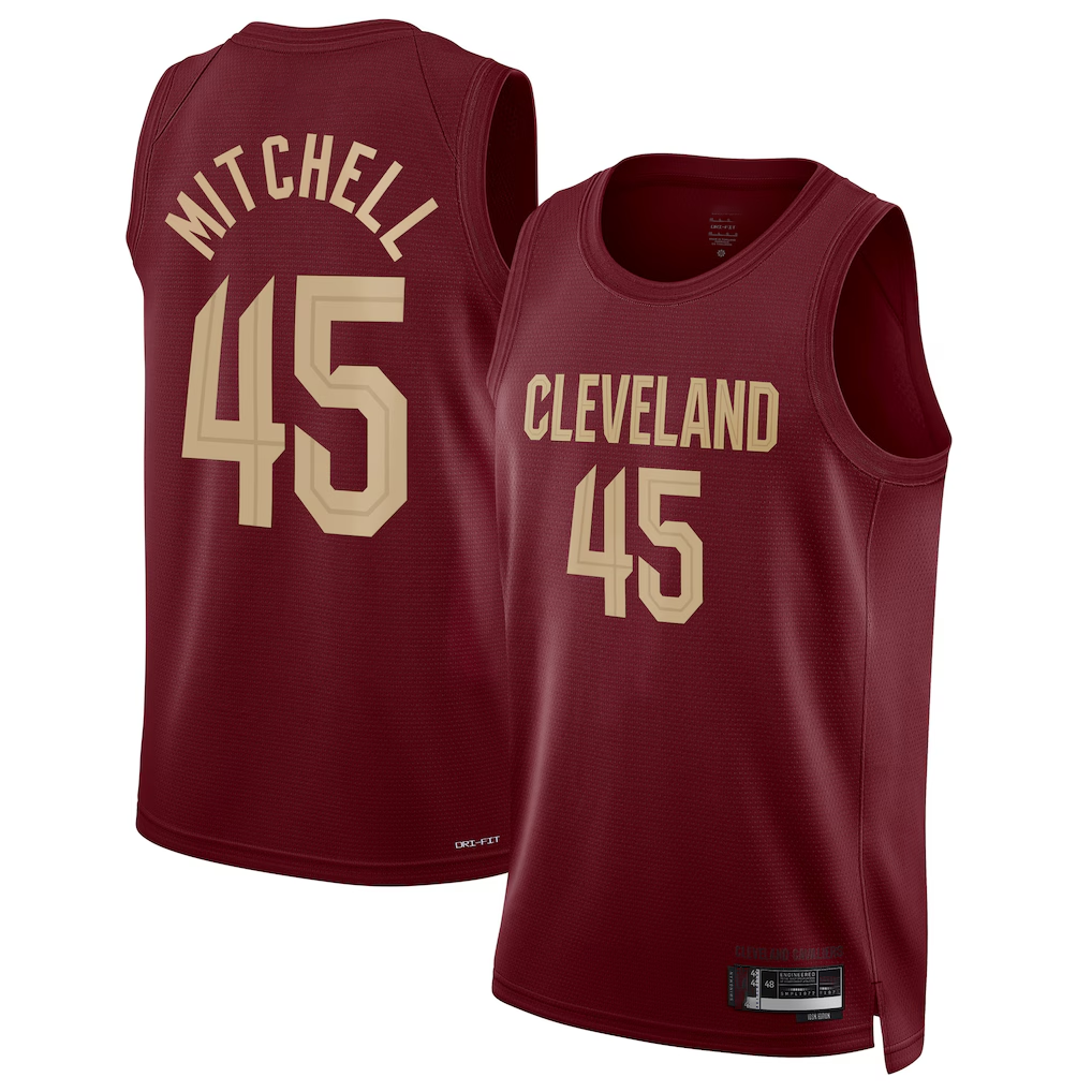 Fenge C.Cavaliers #45 Donovan Mitchell Wine Swingman Jerseys - Icon Edition