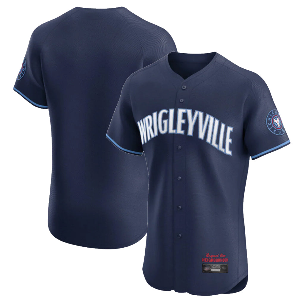 Fenge C.Cubs Navy City Connect Limited Elite Home Game Blank Player Stitched Jerseys