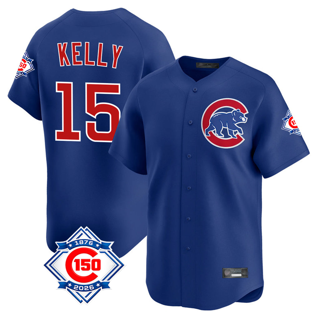 Fenge C.Cubs #15 Carson Kelly Player Royal 150th Anniversary Limited Home Stitched Jerseys