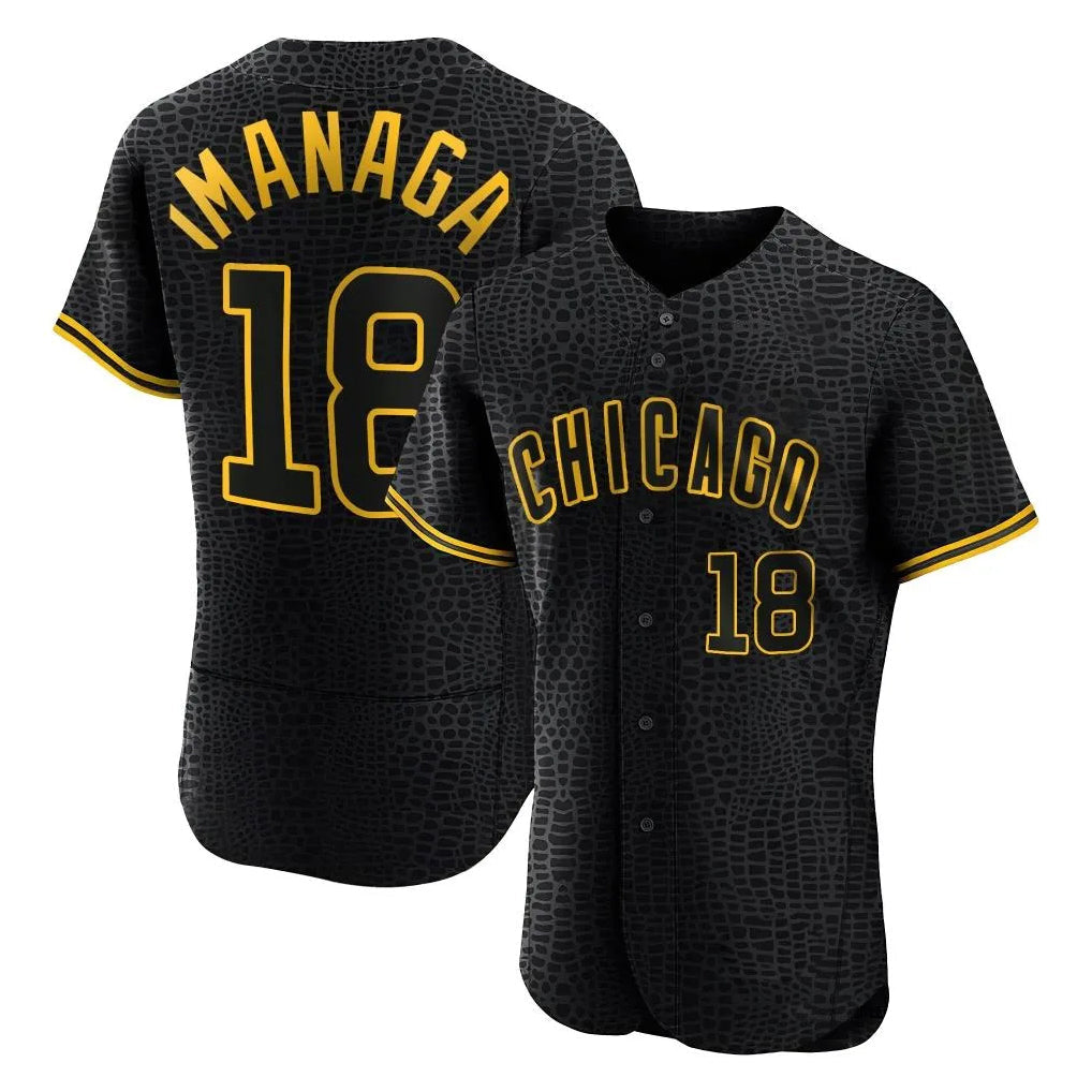 Fenge C.Cubs #18 Shota Imanaga Player Black Snake Skin City Limited Elite Home Game Stitched Jerseys