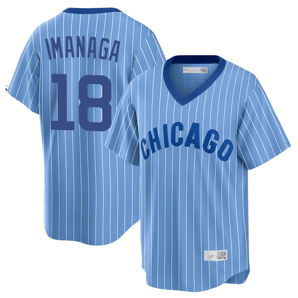 Fenge C.Cubs #18 Shota Imanaga Player Blue T-shirt Cooperstown Collection Limited Stitched Jerseys