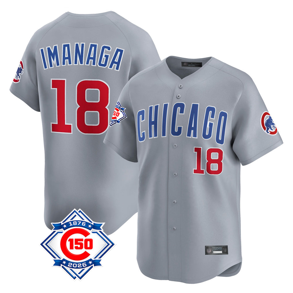 Fenge C.Cubs #18 Shota Imanaga Player Gray Road 150th Anniversary Limited Home Stitched Jerseys