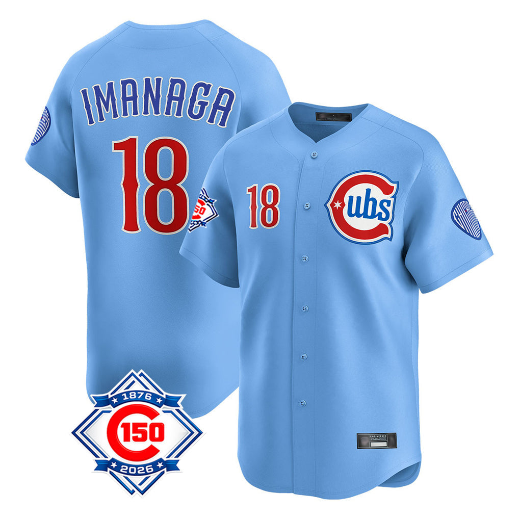 Fenge C.Cubs #18 Shota Imanaga Player Light Blue 150th Anniversary Limited Home Stitched Jerseys
