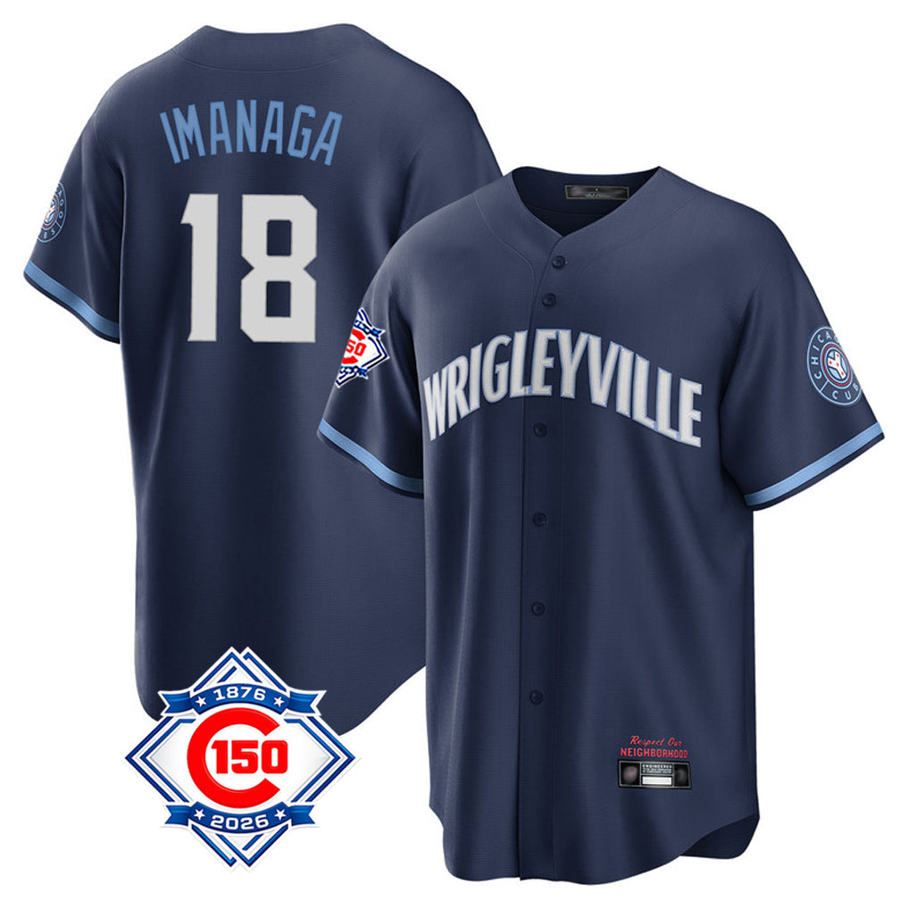 Fenge C.Cubs #18 Shota Imanaga Player Navy 150th Anniversary City Connect Home Game Stitched Jerseys