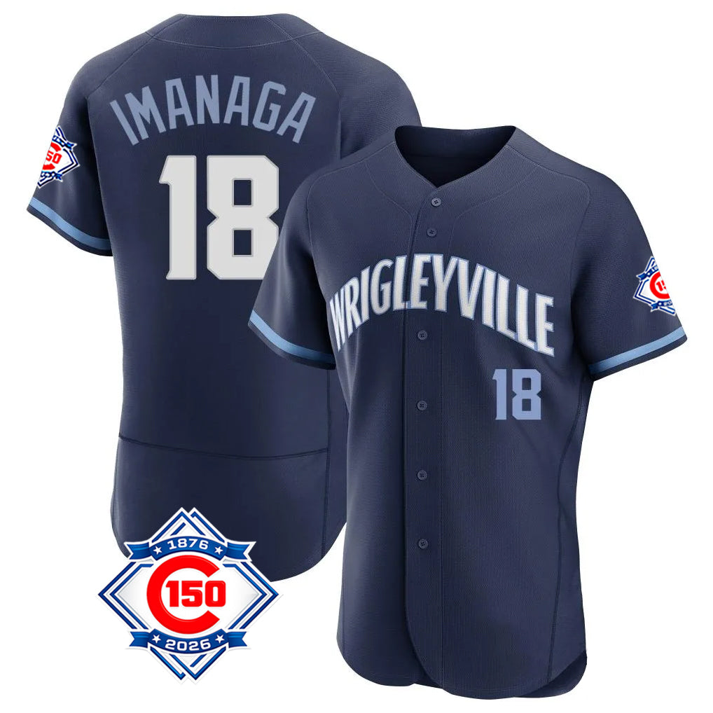 Fenge C.Cubs #18 Shota Imanaga Player Navy City Connect 150th Anniversary Limited Elite Home Stitched Jerseys