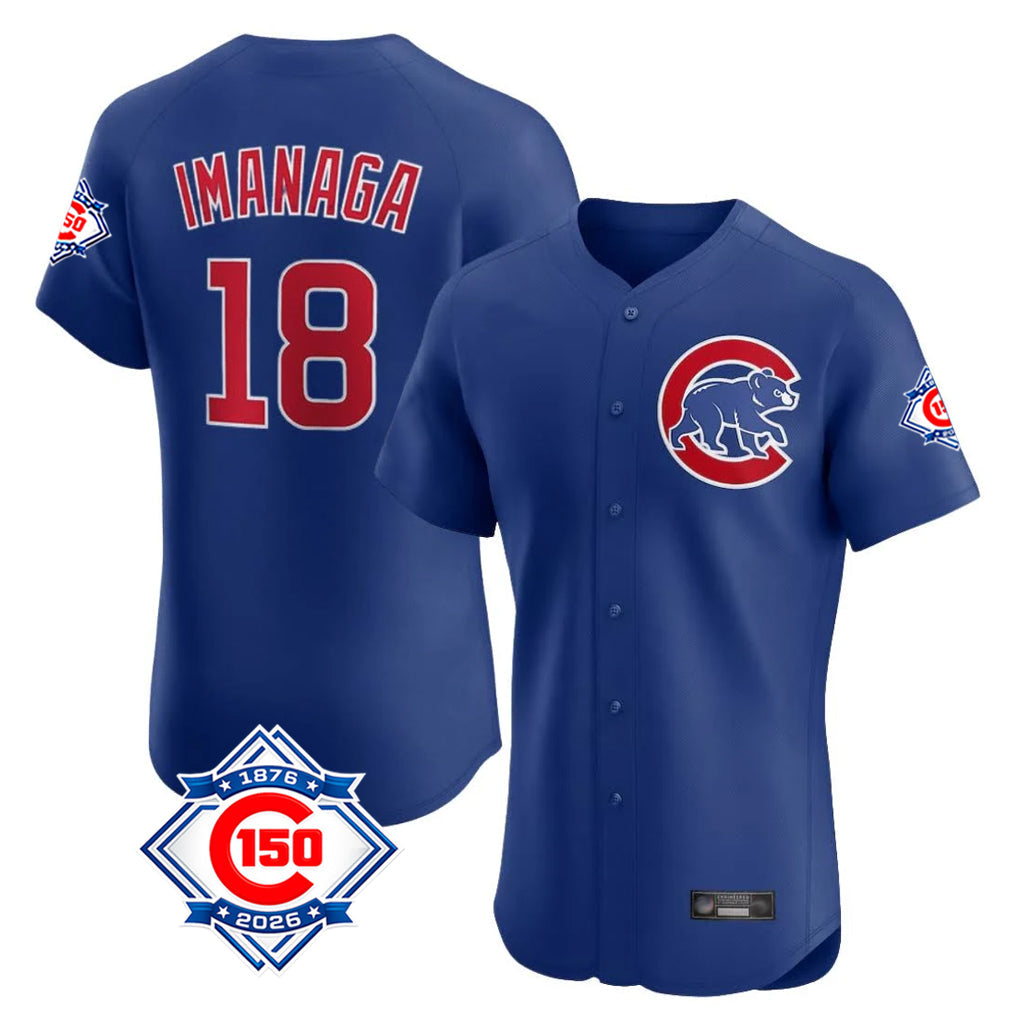 Fenge C.Cubs #18 Shota Imanaga Player Royal 150th Anniversary Limited Elite Home Stitched Jerseys