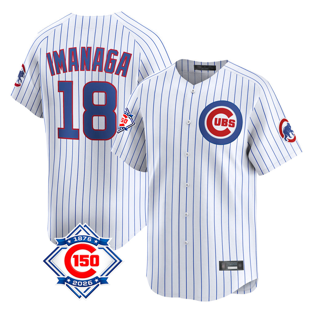 Fenge C.Cubs #18 Shota Imanaga Player White 150th Anniversary Limited Home Game Stitched Jerseys
