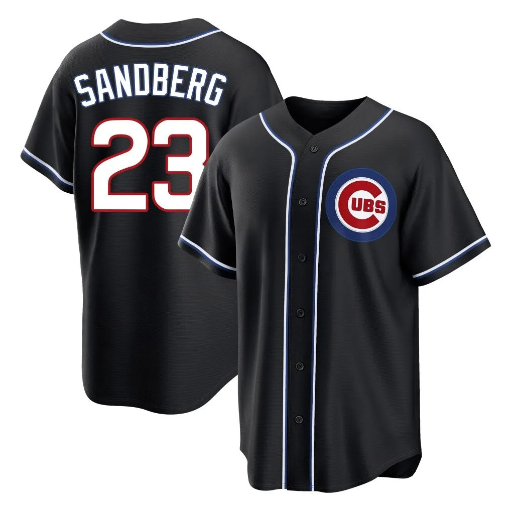 Fenge C.Cubs #23 Ryne Sandberg Player Black Fashion Out Game Stitched Jerseys