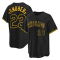 Fenge C.Cubs #23 Ryne Sandberg Player Black Snake Skin City Game Stitched Jerseys