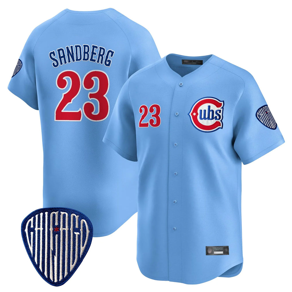 Fenge C.Cubs #23 Ryne Sandberg Player Blue Vapor Premier Limited Home Stitched Jerseys