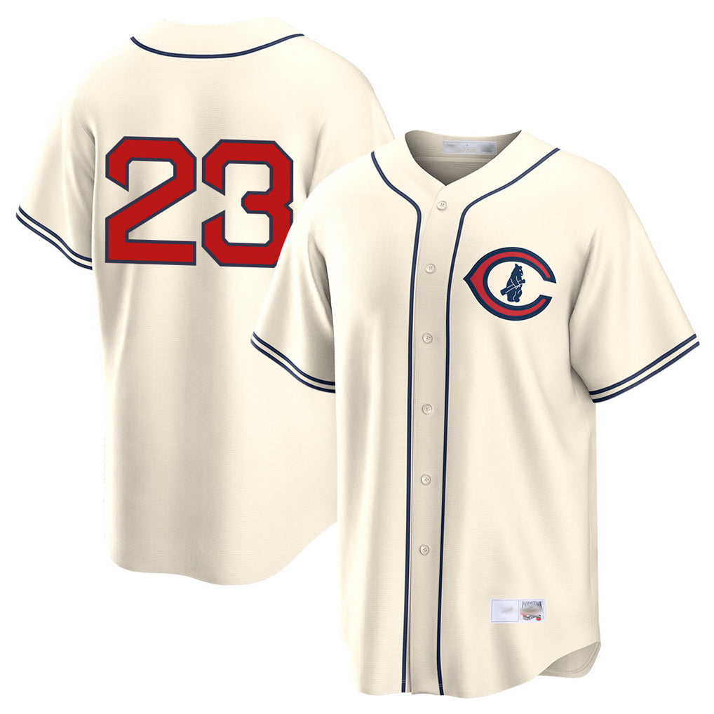 Fenge C.Cubs #23 Ryne Sandberg Player Cream Field of Dreams Home Game Stitched Jerseys