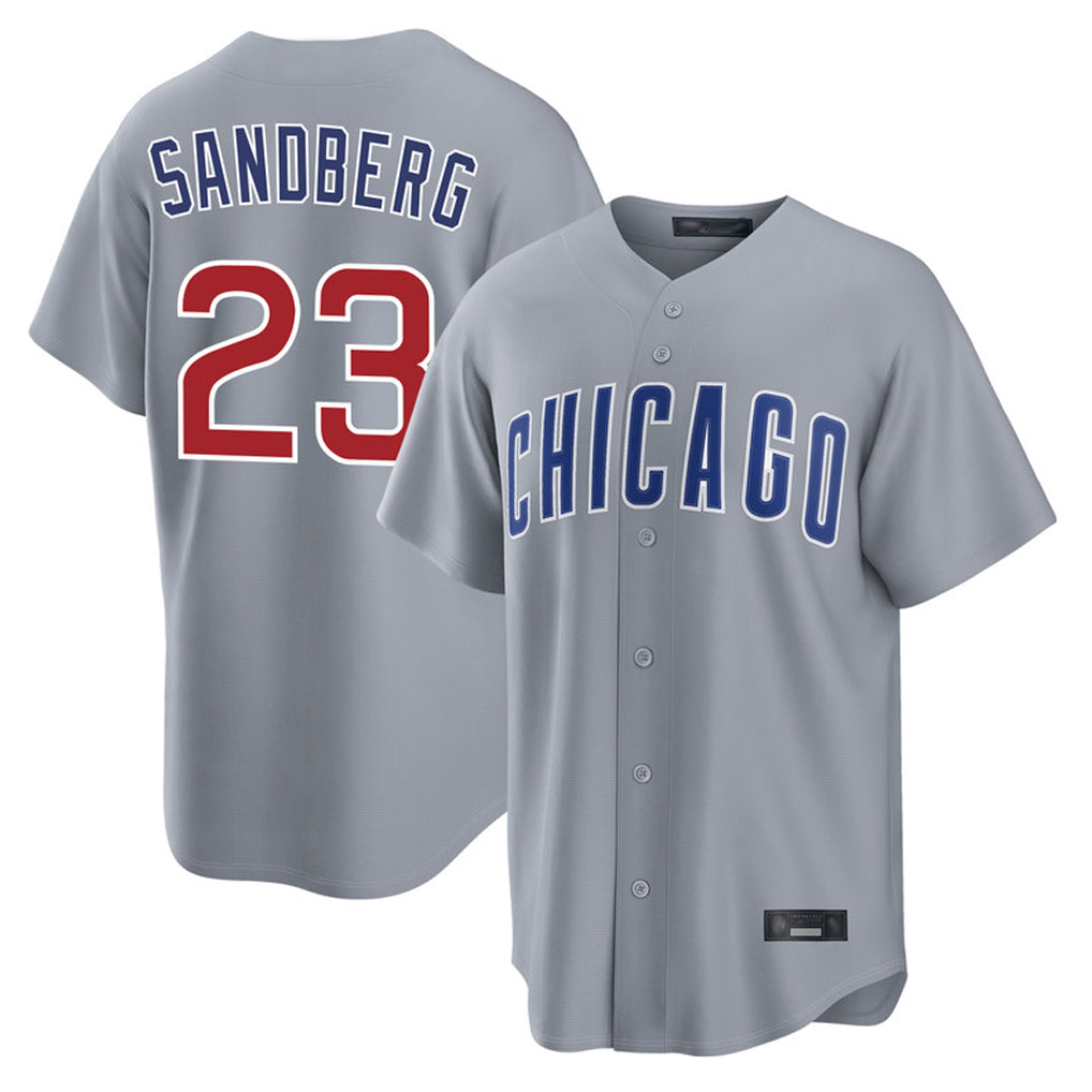 Fenge C.Cubs #23 Ryne Sandberg Player Gray Home Game Stitched Jerseys