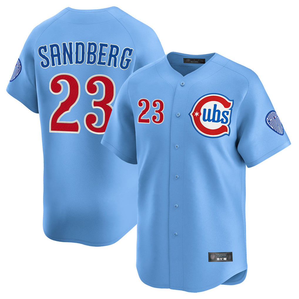 Fenge C.Cubs #23 Ryne Sandberg Player Light Blue Limited Home Stitched Jerseys