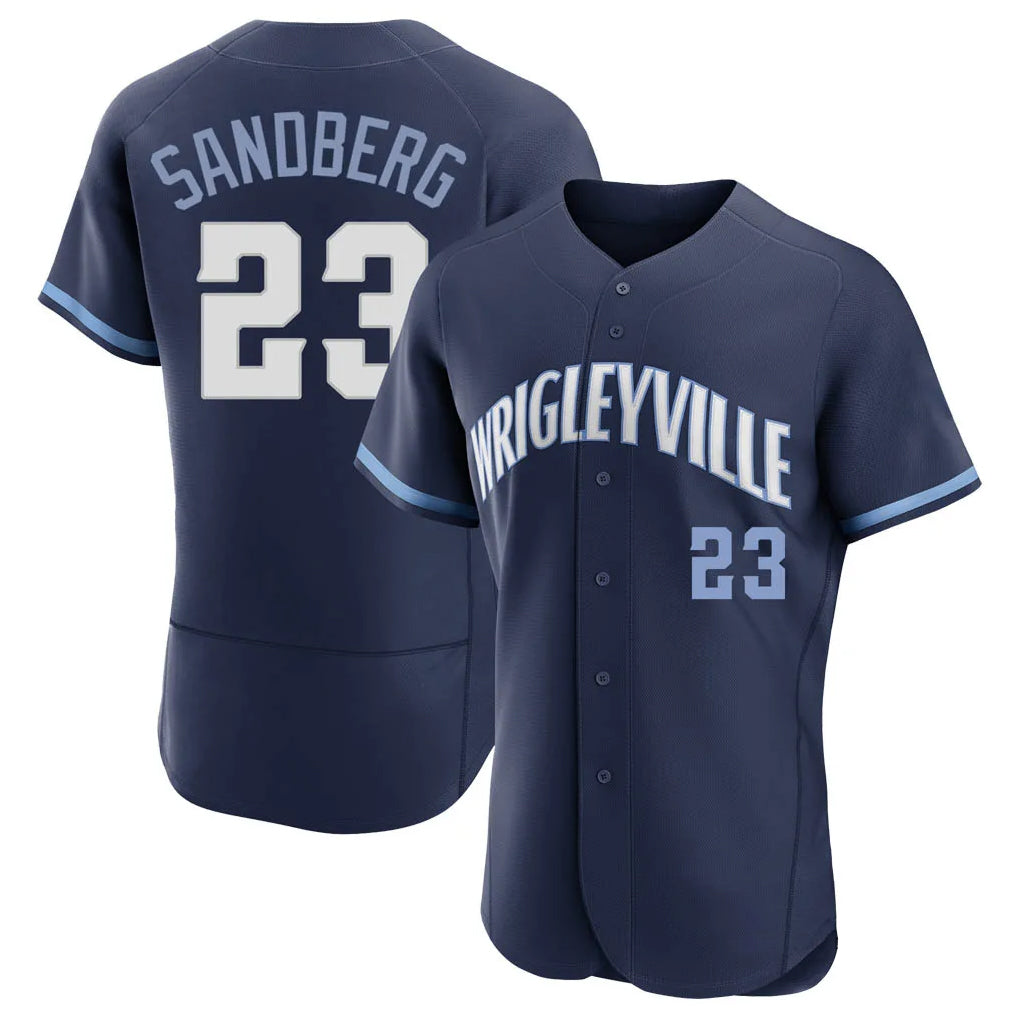 Fenge C.Cubs #23 Ryne Sandberg Player Navy City Connect Limited Elite Home Stitched Jerseys