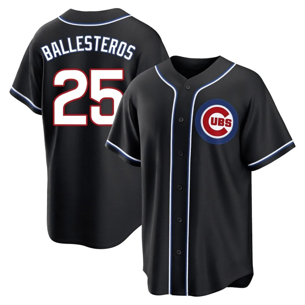 Fenge C.Cubs #25 Mois¡§|s Ballesteros Player Black Fashion Out Game Stitched Jerseys